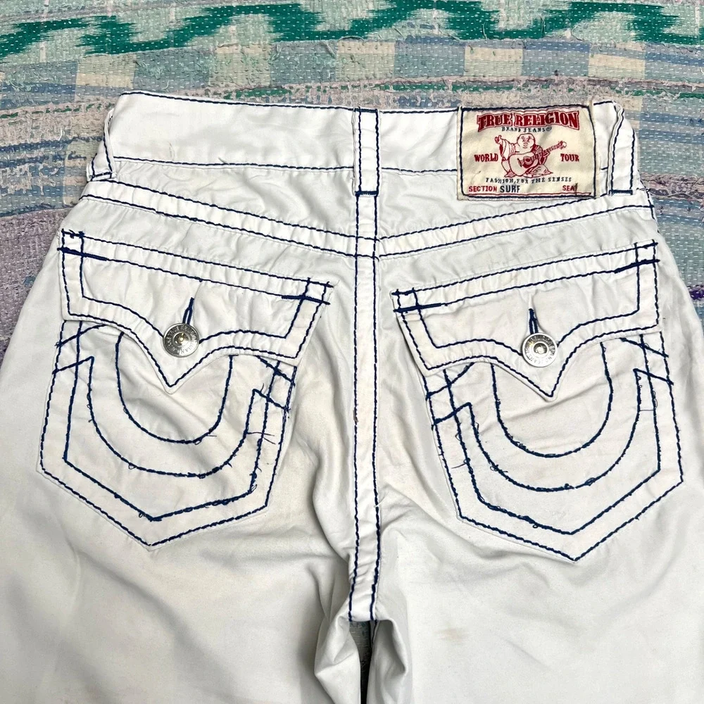 MENS VINTAGE TRUE RELIGION BOARD SHORTS SWIM TRUNKS BATHING SUIT 30 READ